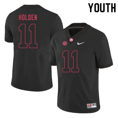 NCAA Youth Alabama Crimson Tide #11 Traeshon Holden Stitched College 2020 Nike Authentic Black Football Jersey HN17N77HI